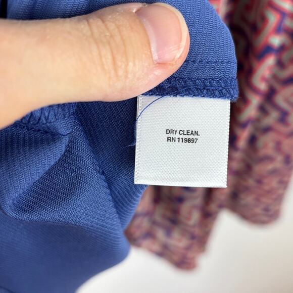 bar III front row colorblock geometric print flowy dress XL blue pink cocktail - Picture 11 of 11